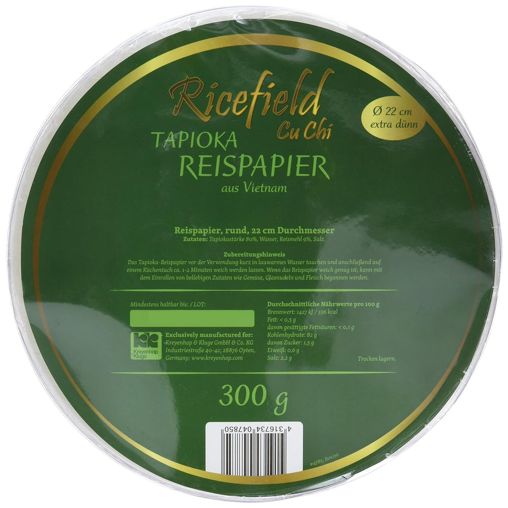 Ricefield Tapioca Papier de Riz Rond 22 cm Qualité Premium 300 g