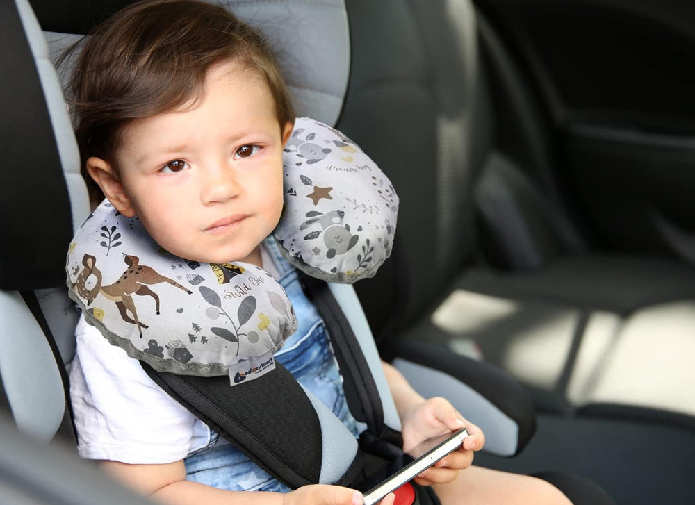 Medi Partners Oreiller cervical pour bébé 100 % coton / Minky Oreiller cervical pour voiture, poussette, voyage, sommeil, oreiller cervical Snooze Roll (REH avec Minky gris) Oreillers orthopédiques cervicaux Naty Shop