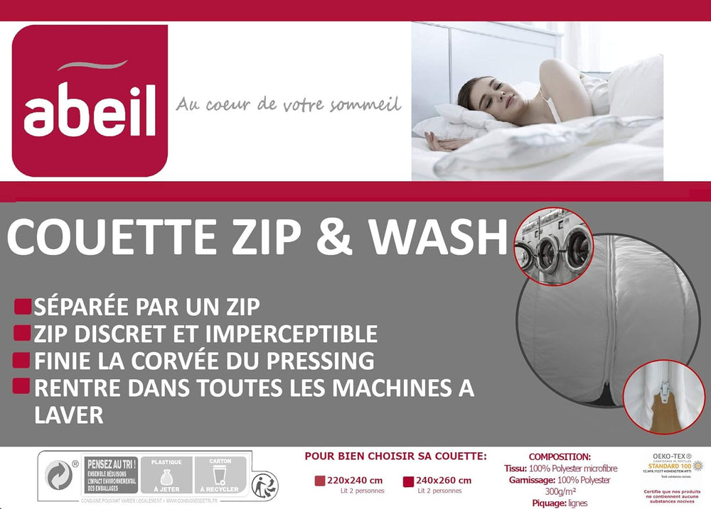 Plaid avec fermeture éclair et lavage, 220 X 240 cm Couettes et couettes Naty Shop