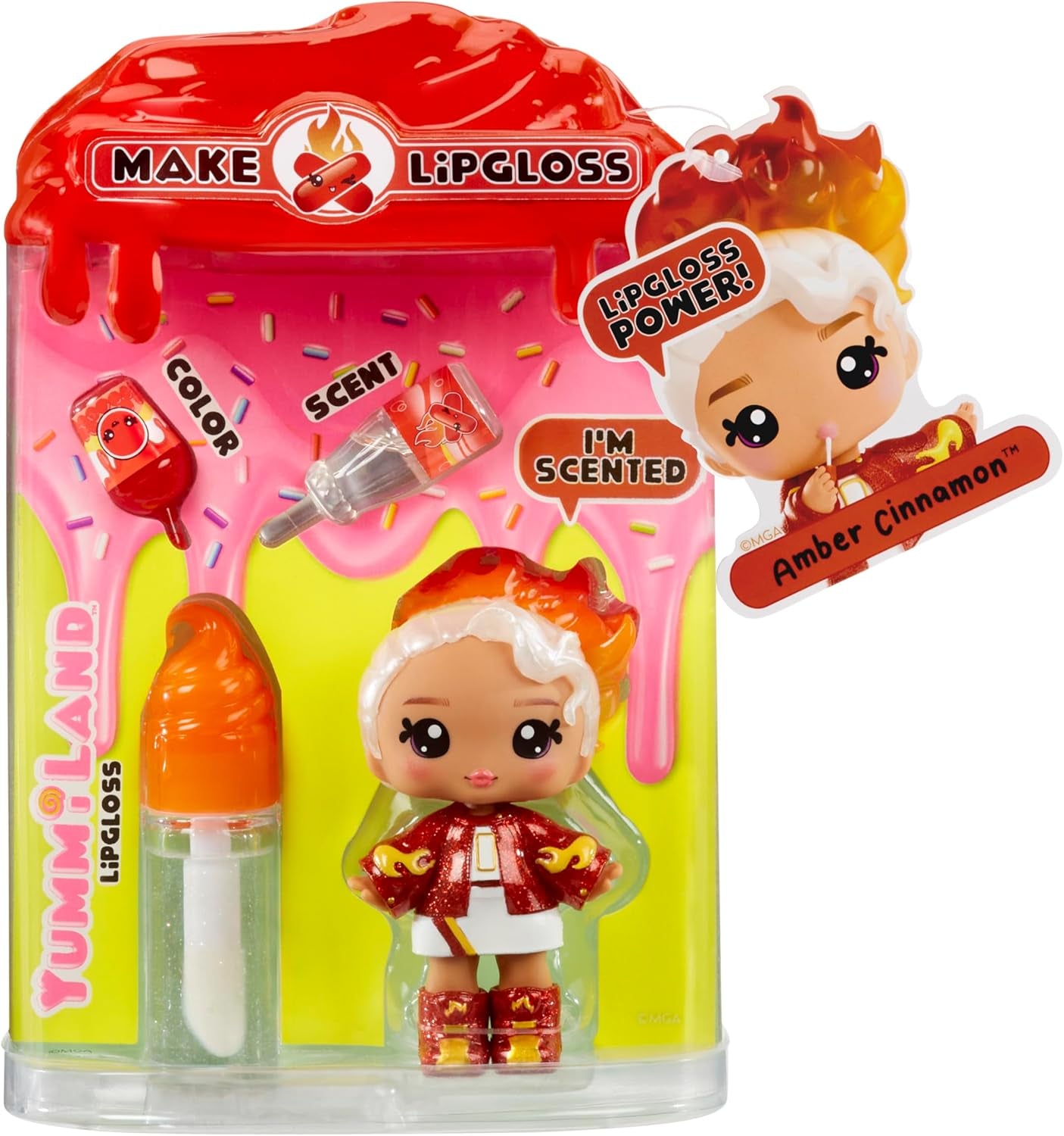 Yummiland Lip Gloss Doll - Roxie Crystal Candy - Y compris un kit de brillant à lèvres DIY, Geeignet für Kinder ab 4 Jahren, Rosa, série 2