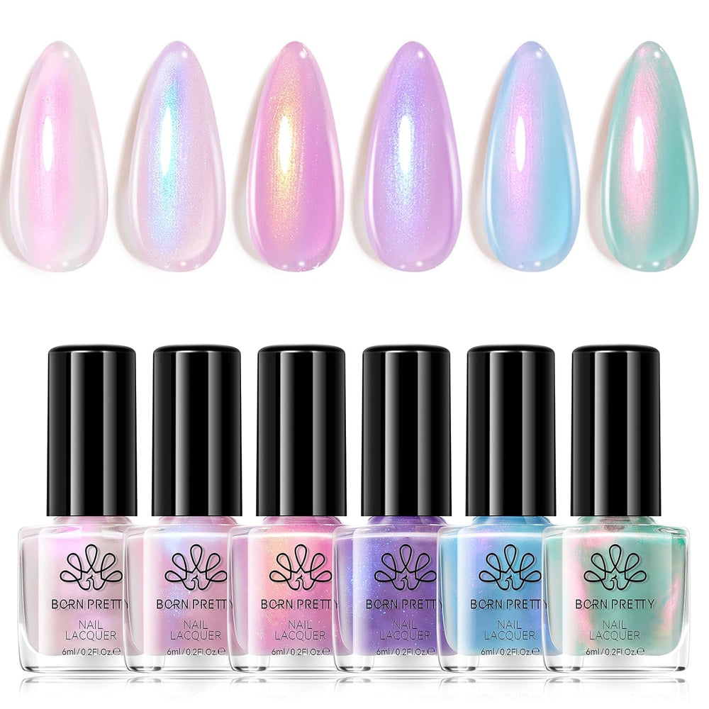 Vernis à ongles à paillettes Born Pretty, vernis à ongles noir brillant à paillettes arc-en-ciel Super Shine