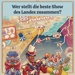 KOSMOS 684648 Jeu de société de cirque à 3 anneaux pour adultes, 12 ans et plus, jeu de stratégie, jeu de fête pour 1 à 4 joueurs, cirque itinérant des États-Unis, fin du 19e siècle