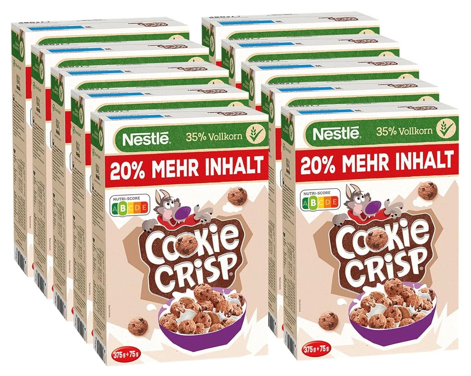 Cookie Crisp, cereale integrale sub formă de biscuiți pentru micul dejun al copiilor, pachet de 6 x 375 grame Cereale Naty Shop Set 10 x 450 grame