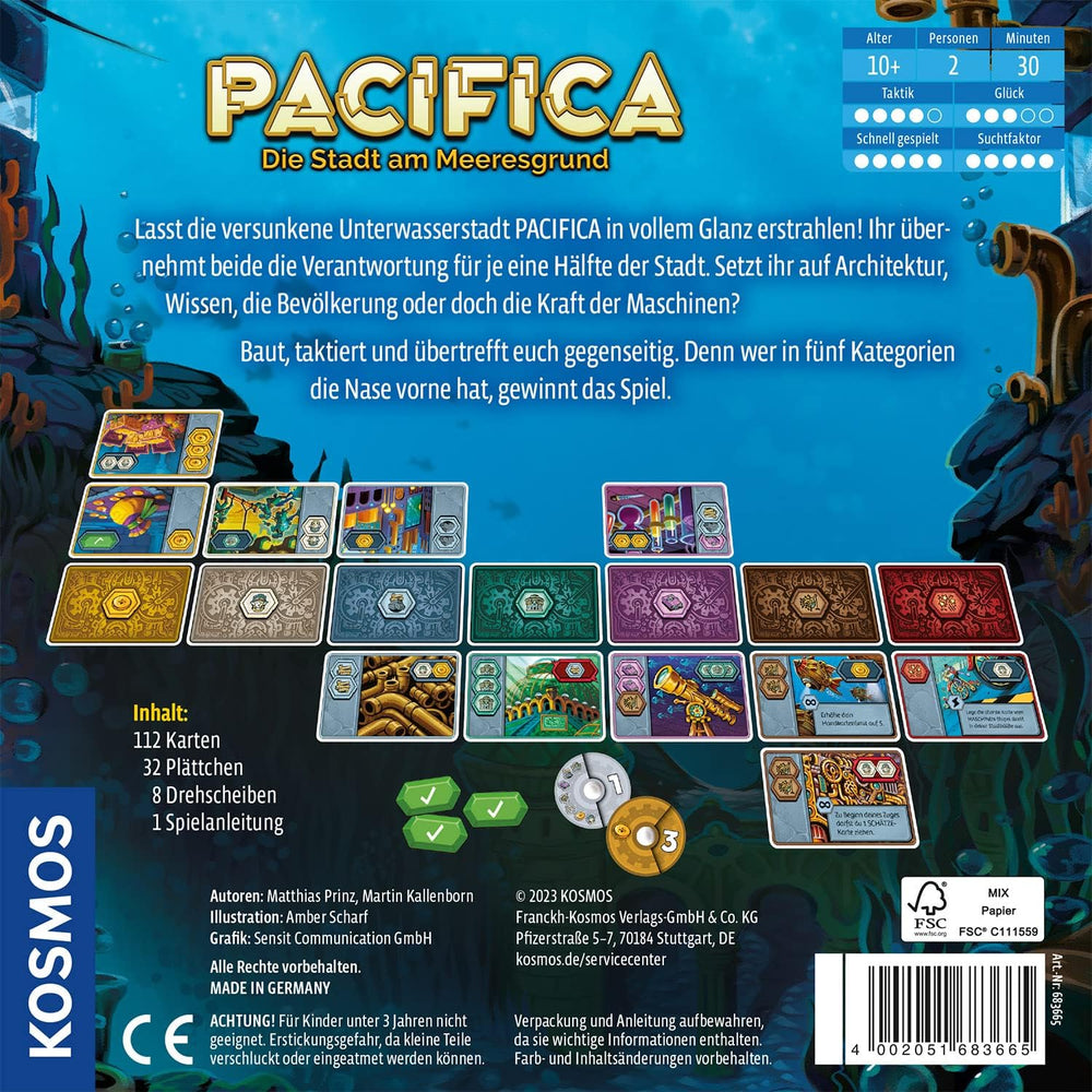 KOSMOS 683665 Pacifica - Relevez la ville engloutie avec tactique et chance, jeu pour deux, jeu de société pour exactement 2 joueurs, à partir de 10 ans, jeu de stratégie