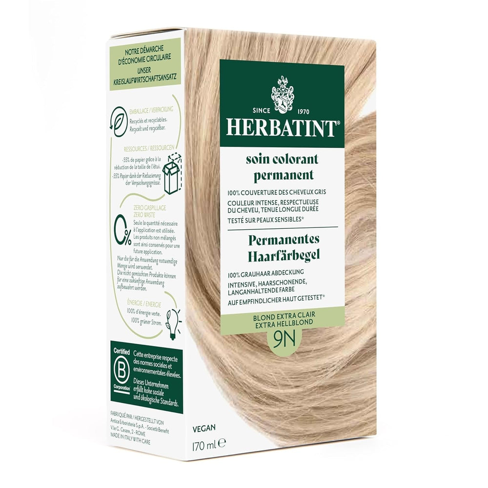 Gel Teinture Permanente 9N Blond Foncé - 170 ml I Sans Ammoniaque, Couverture 100% Cheveux Gris I Testée sur Peaux Sensibles, aux 8 Extraits Végétaux Naty Shop Teinture Capillaire 9N Blond Très Clair