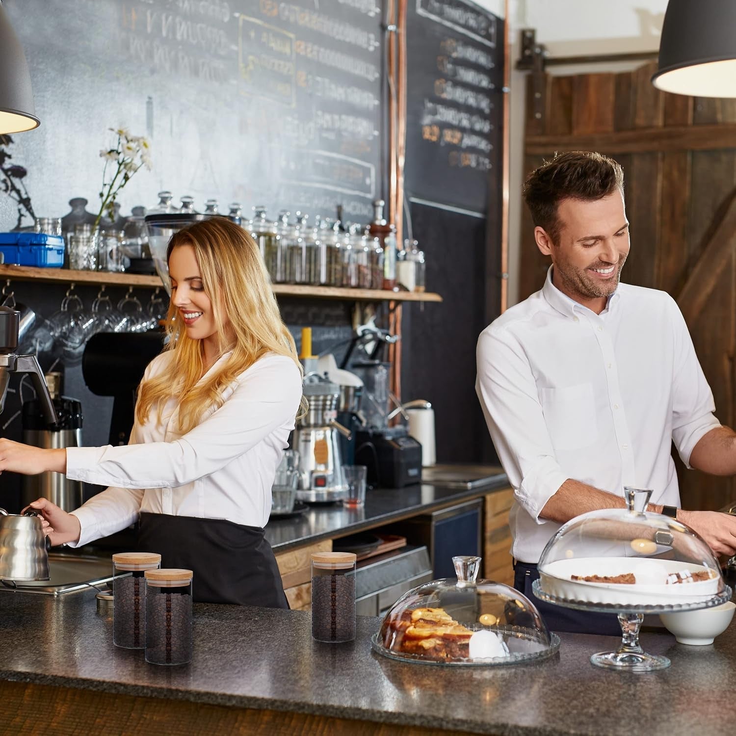 Bocal de Conservation Relaxdays avec Couvercle en Bambou Lot de 3 Bocaux Ronds en Verre 1000 ml Anti-fuite Transparent/Naturel 18x10 cm Boite de Conservation Alimentaire Naty Shop