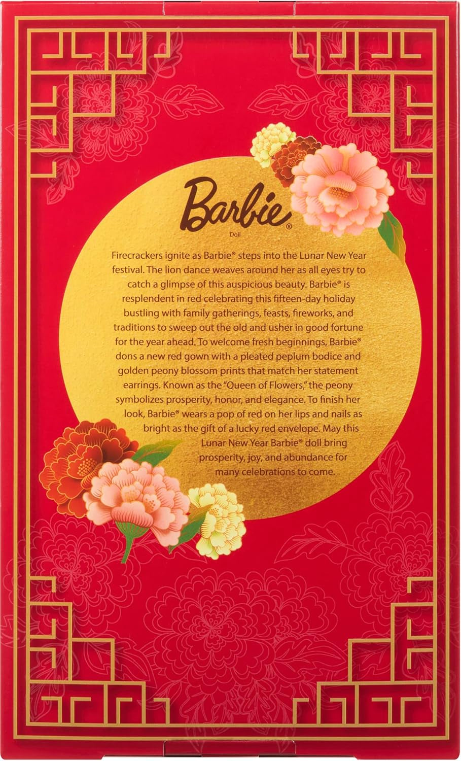 Poupée Barbie Signature du Nouvel An lunaire en robe rouge avec pivoines dorées, jouet de collection JJX83