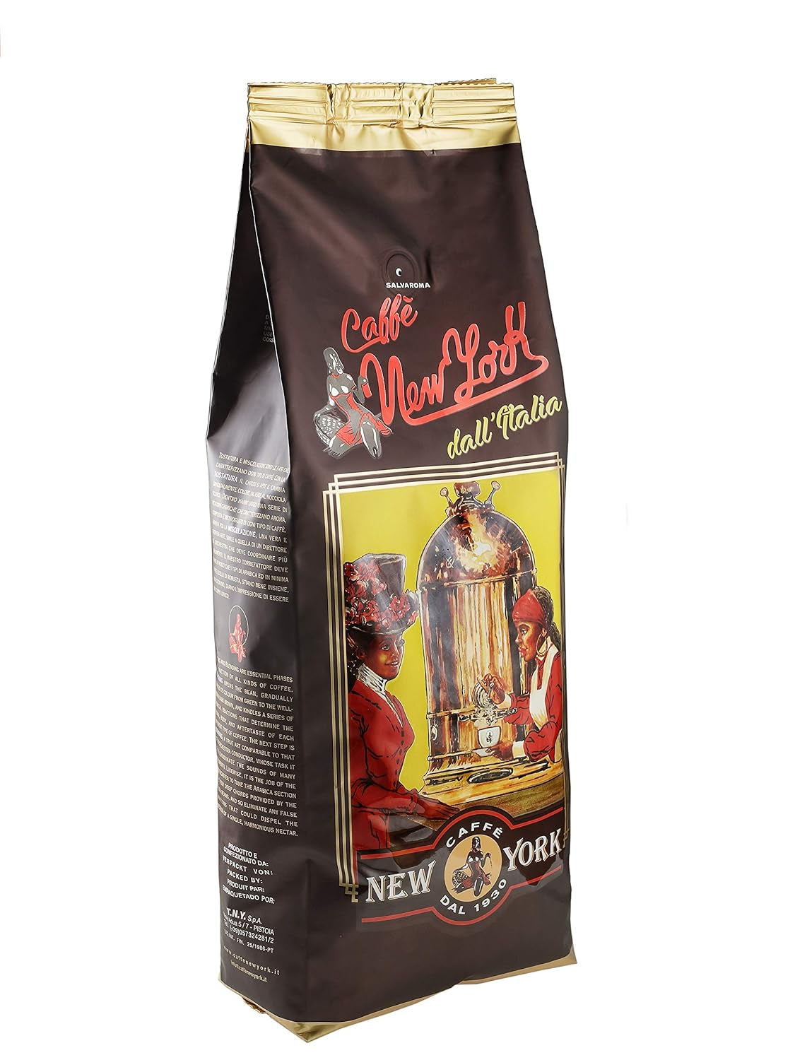 New York Coffee - EXTRA P - Café en grains, goût fort et décisif, grains Arabica et Robusta, à moudre, expresso italien, mélange de bar - qualité premium depuis 1930 - 1 kg, grains