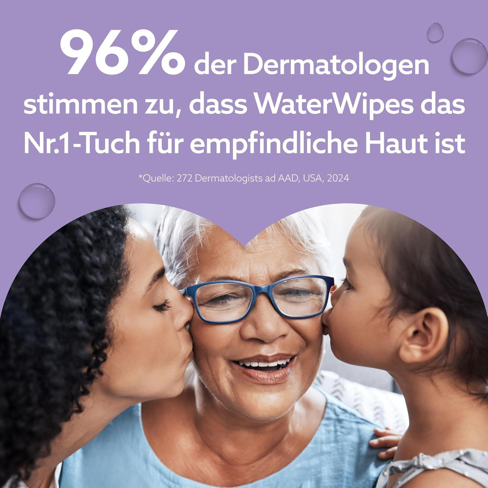 WaterWipes Sensitive+ Soothing Clean 360 pièces (paquet de 6) lingettes 3 en 1 nettoyantes, soignantes et apaisantes à 99 % d'eau avec extrait de plante, lingettes pour bébé non parfumées