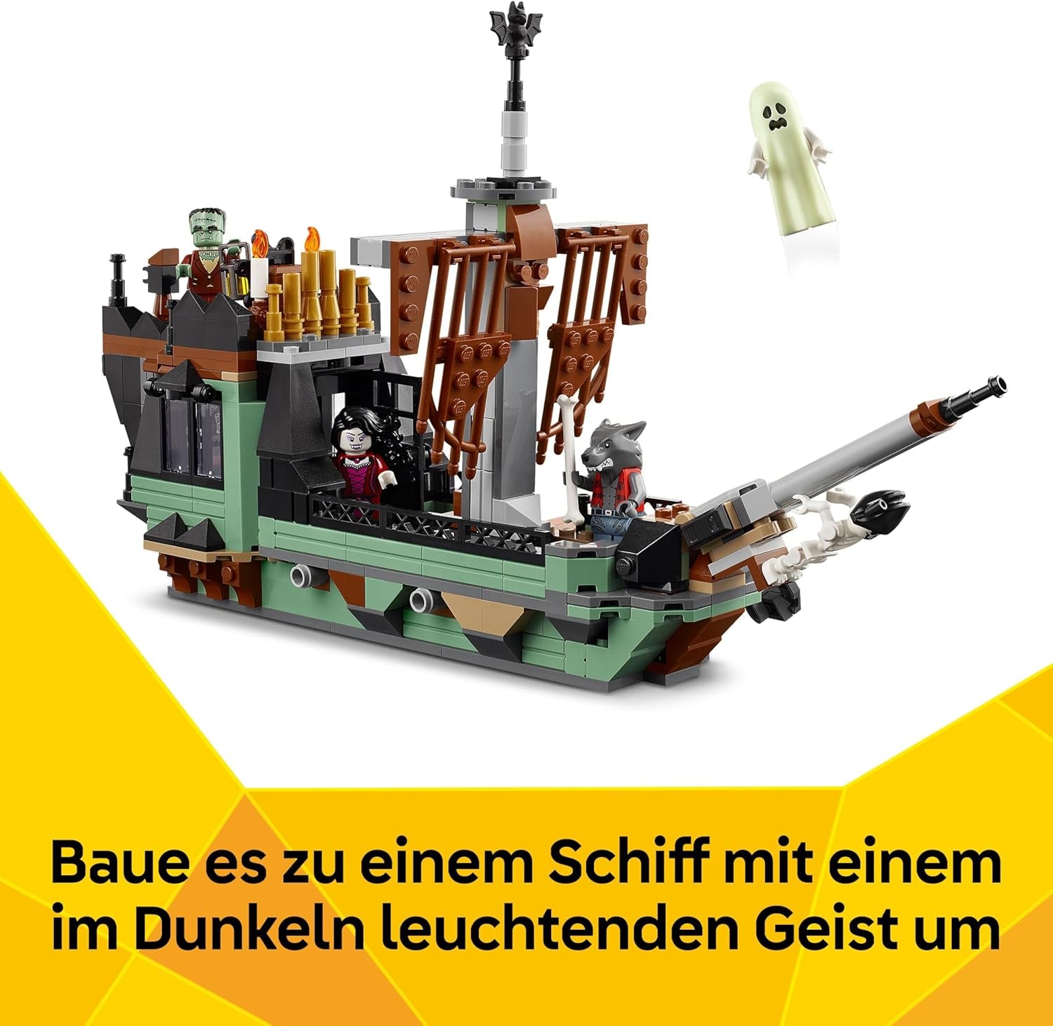 LEGO Creator Geisterhaus - 3-in-1 Spielzeug mit Haus - Bauset umbaubar in Schiff oder Zug - Mit 5 gruseligen Minifiguren - Cooles Halloweengeschenk für Jungen und Mädchen ab 9 Jahren - 31167