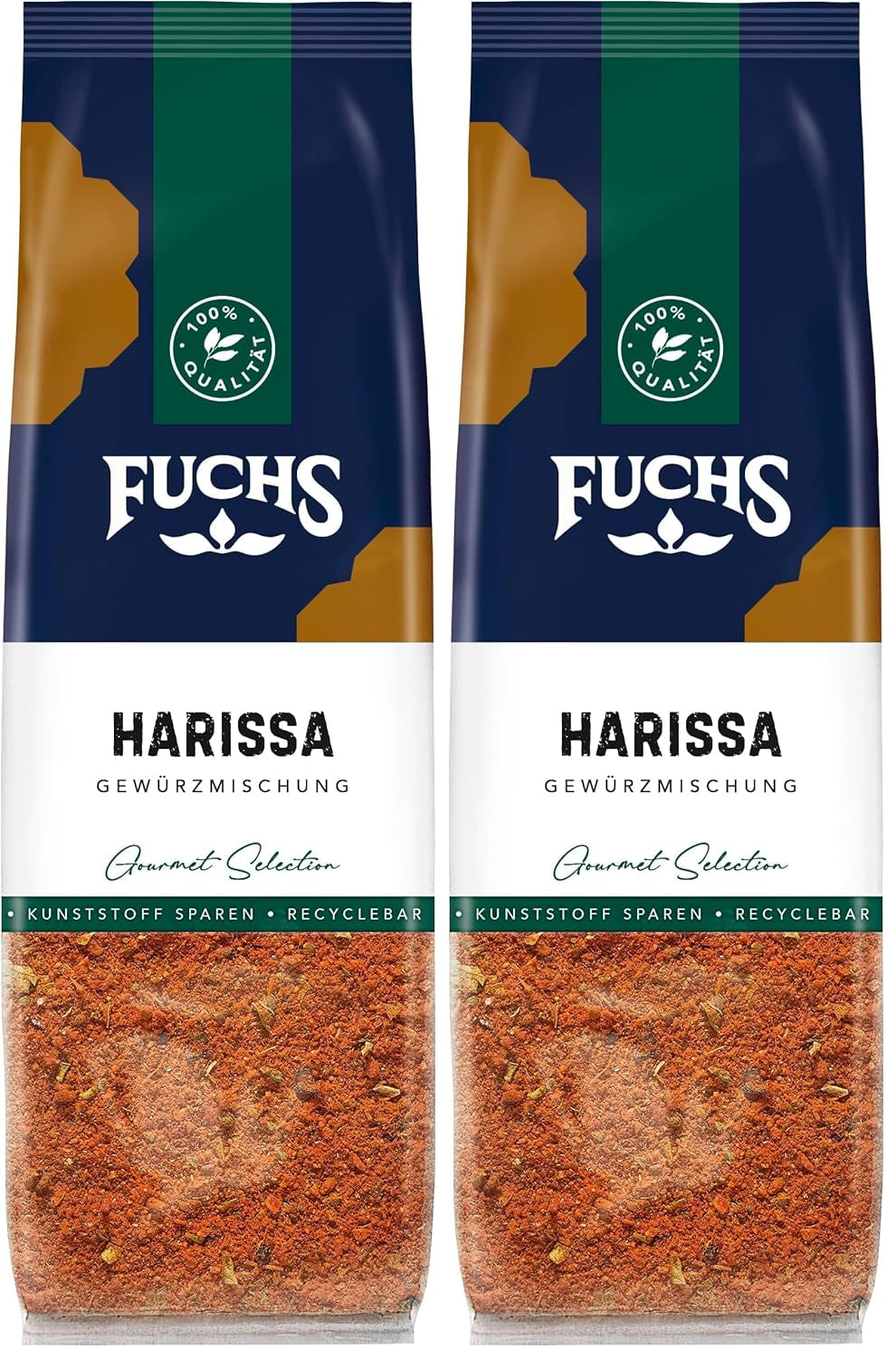 Fuchs Gewürze - Harissa Gewürzmischung im recyclable Nachfüllbeutel, zum Würzen von Ricegerichten, Couscous, Saucen et Suppen - 60 g