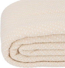 HOMLA Morris Plaid Couverture à franges en coton - Couverture douce et confortable Couverture en coton - tissu fin 130 X 170 Cm Ecru Lits et Couvertures Besuche den HOMLA-Store