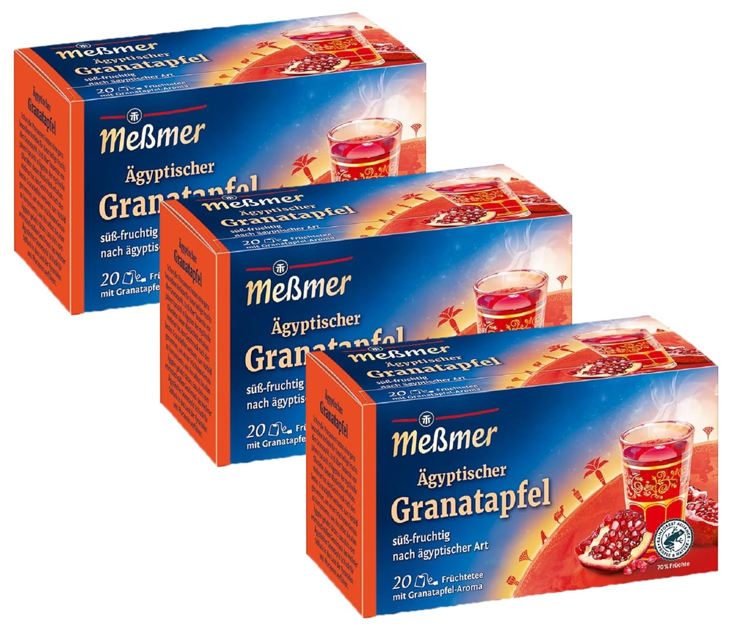 Ceai de țară | Ceai egiptean de rodie | 20 pliculețe de ceai | Fără gluten | Fără lactoză (pachet cu 3)