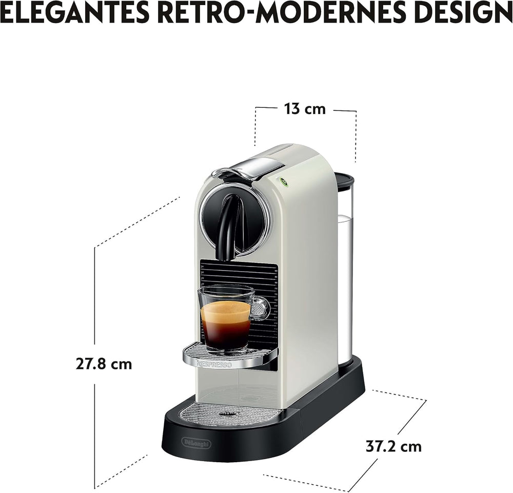 Nespresso EN167.W Machine à expresso à capsules Citiz, pompe haute pression et contrôle idéal de la température, sans Aeroccino (mousseur à lait), fonction économie d'énergie, 1260 W, blanc crème, 37,4 x 11,9 x 25,5 cm