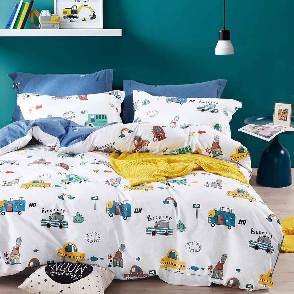 Linge de lit enfant garçon aux motifs variés, 100% coton Linge de lit - enfant Naty Shop Auto (modèle 2) 100 X 135 cm