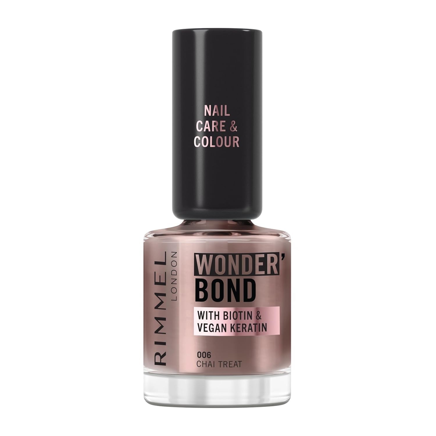 Rimmel Wonder'bond Care+Color vernis à ongles, 006 Chai Treat, régénère les ongles, à la biotine et à la kératine vegan, modulaire, 12 ml