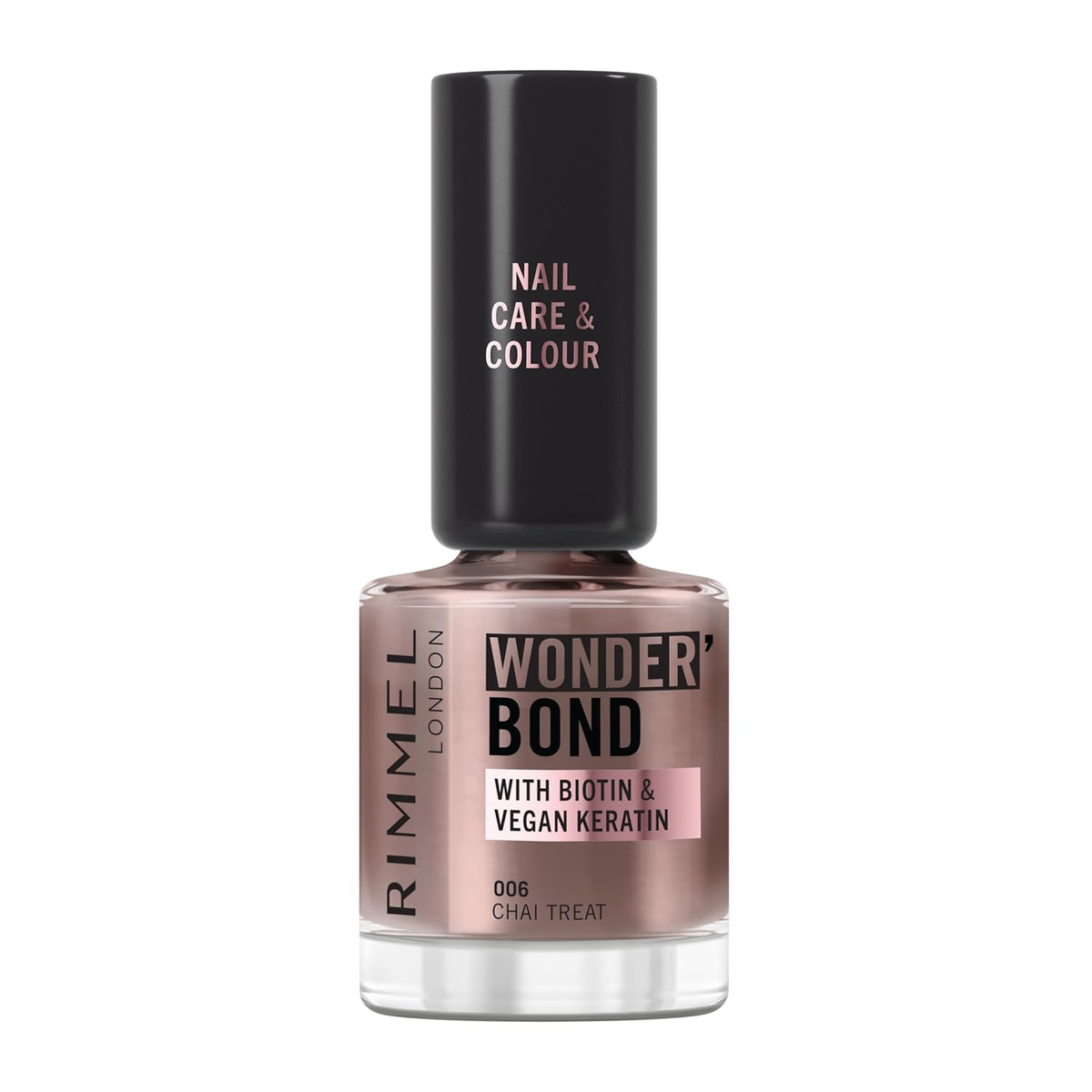 Rimmel Wonder'bond Care+Color vernis à ongles, 006 Chai Treat, régénère les ongles, à la biotine et à la kératine vegan, modulaire, 12 ml