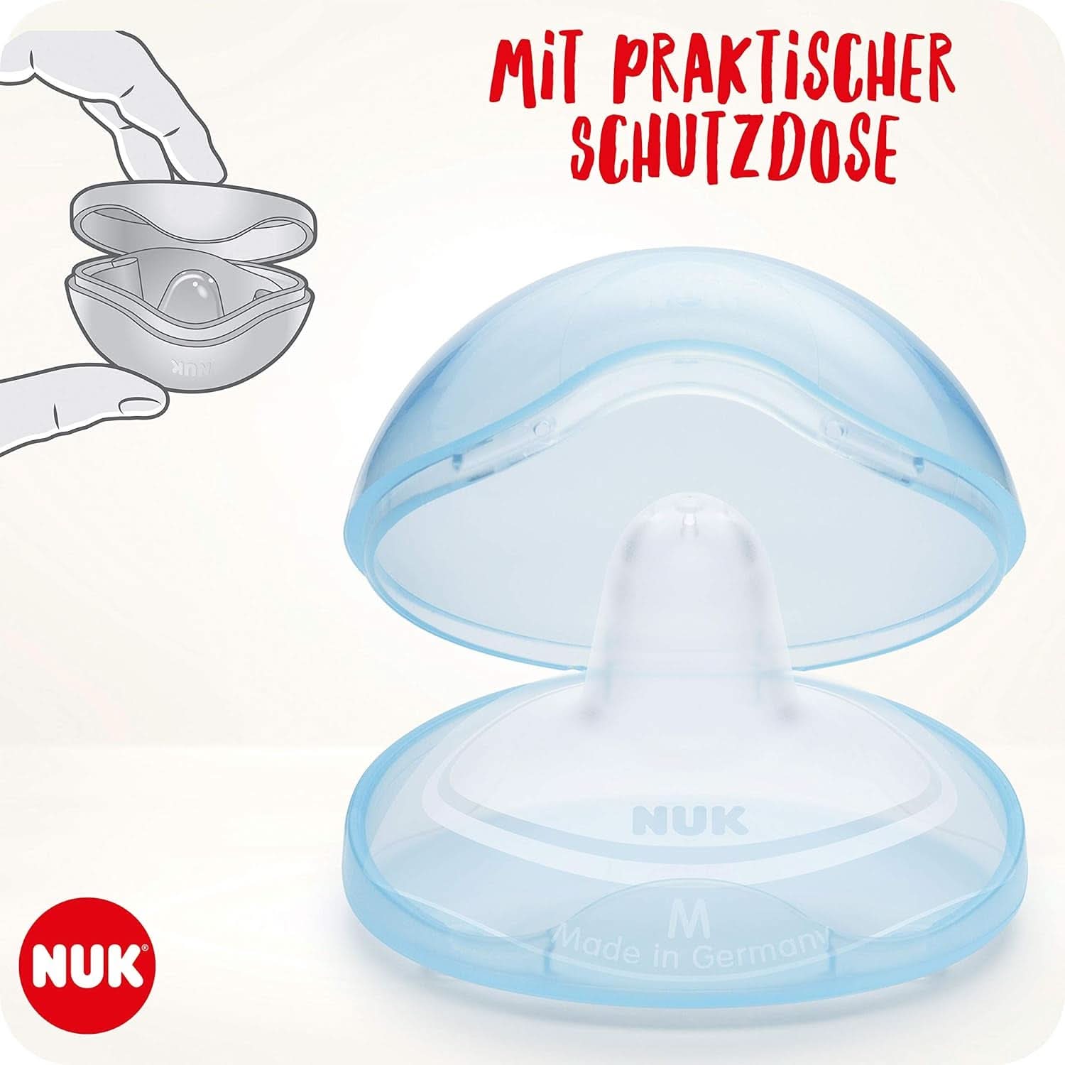 NUK Stillhütchen | Brusthütchen Zum Stillen | Schützt Vor Wunden Brustwarzen | Dünnes Silikon | Taille M (20Mm) | Y compris Schutzdose | 2 Stück Aliments pour bébés et accessoires d'allaitement Naty Shop