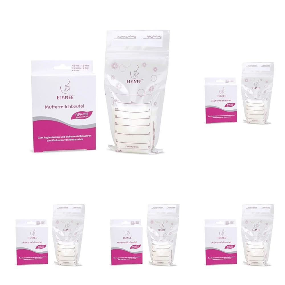 Sachets de lait maternel ELANEE, au goût neutre et pré-stérilisés Accessoires Alimentation et Allaitement Bebe Naty Shop 20 pièces (pack de 5) Sans support
