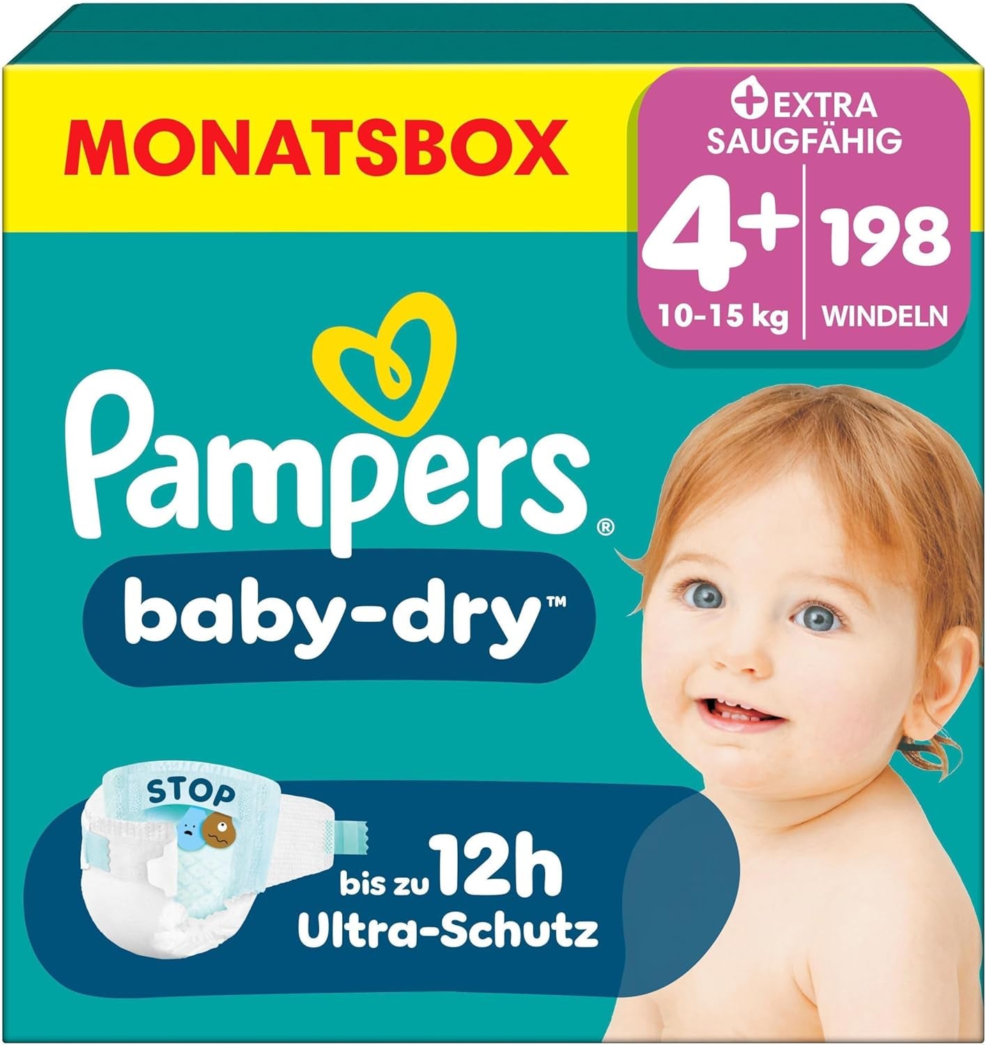 Couches Pampers Baby-Dry taille 5, 174 couches, 11 kg - 16 kg, jusqu'à 100 % de protection contre les fuites et confort toute la nuit