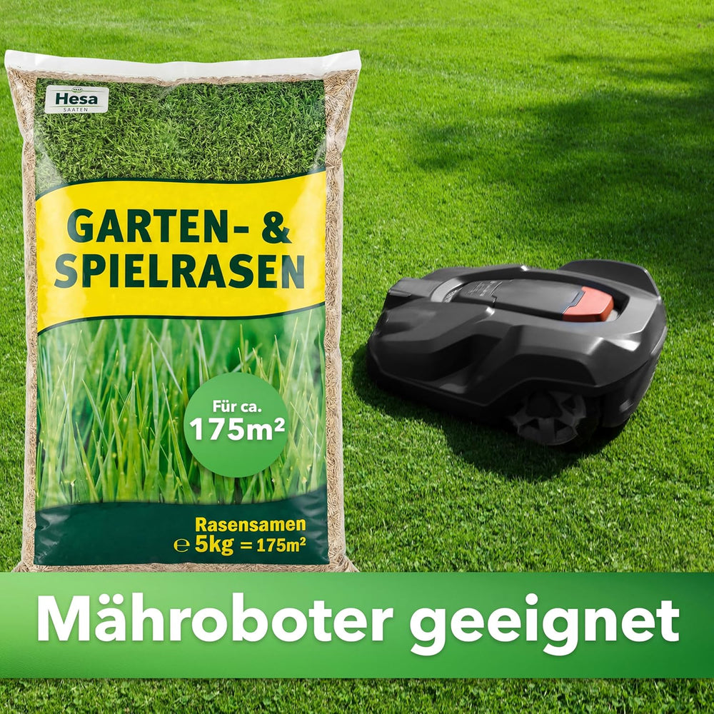Hesa Gartenrasen Universal, 5 Kg Für Ca 175 M², Qualitäts-Rasensamen Für Hausgärten Und Restflächen, Pflegeleicht Und Schnellkeimend