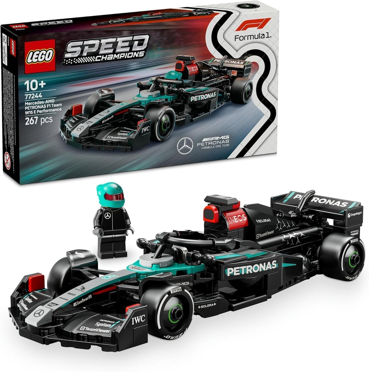 LEGO Speed Champions Voiture de course Mercedes-Amg F1 W15 - Jouet figurine de Formule 1 - Modèle de voiture à collectionner et à construire - Cadeau pour garçons et filles à partir de 10 ans ou fans adultes 77244 Ensembles de construction Besuche den LEGO-Store Voiture de course Mercedes-Amg F1 W15 77244