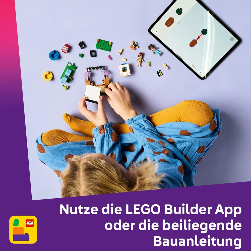 Jouet de soirée cinéma de l'amitié LEGO Friends pour filles de 6 ans et plus - incl. 2 mini poupées, un écran et un projecteur de briques lumineuses - Ensemble de construction créatif - 42642