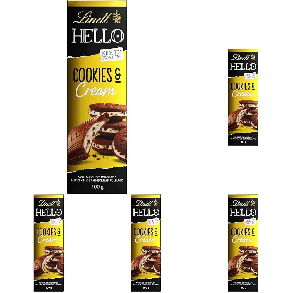Lindt Hello Biscuits et chocolat à la crème | Barre 100g | Chocolat au lait fourré aux biscuits et à la crème | Barre de chocolat | Cadeau chocolat