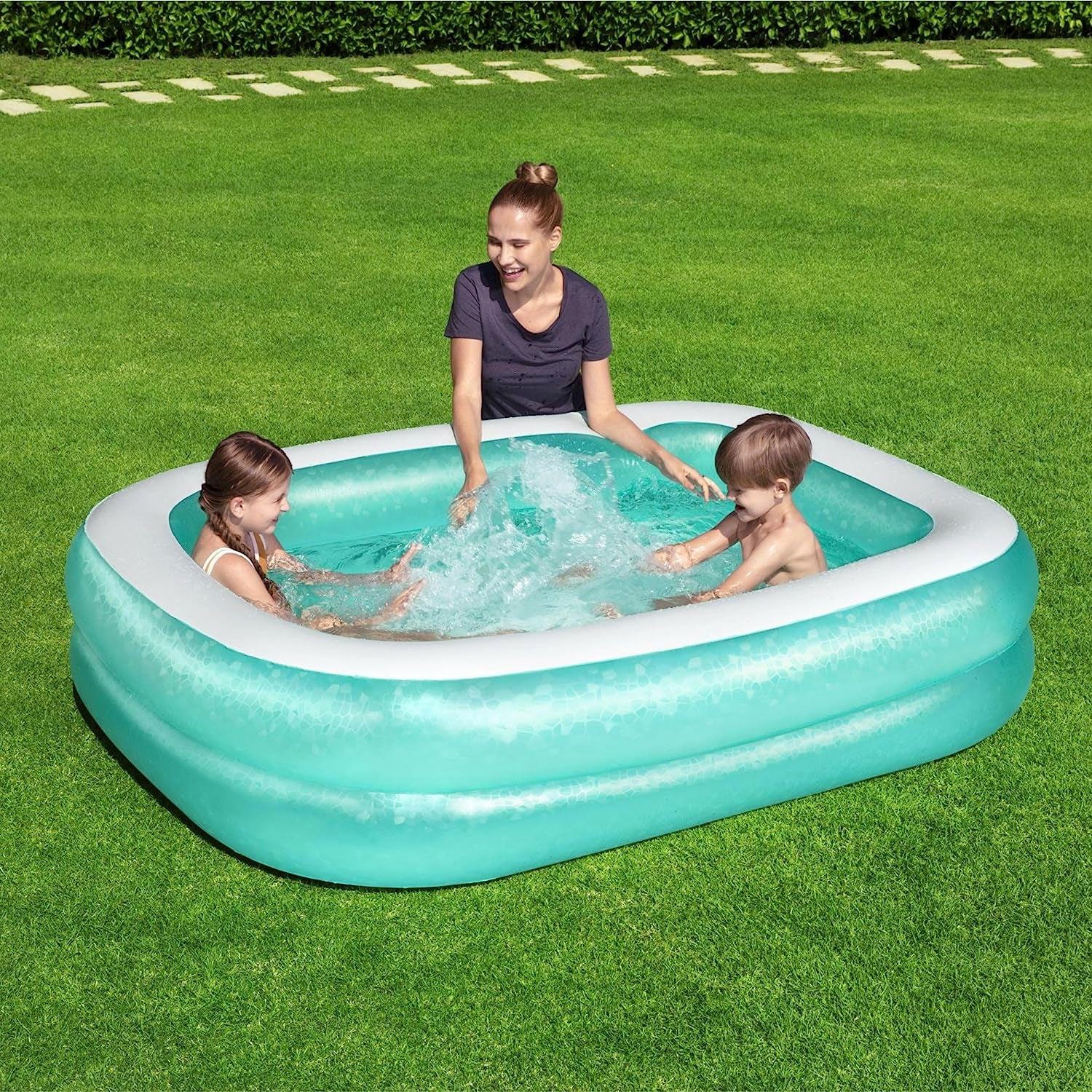 Bestway 54005 Piscine Familiale Gonflable Transparente 201 x 150 x 51 cm - Verte