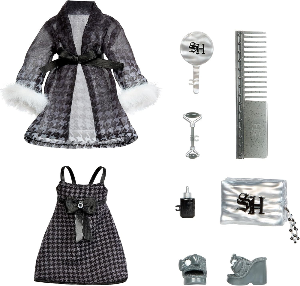 Rainbow High Shadow High Girl's Night - Shanelle Onyx - Poupée mannequin de 28 cm dans les tons de gris, cheveux noirs et tenue avec accessoires et peigne - Pour collectionneurs et enfants à partir de 6 ans