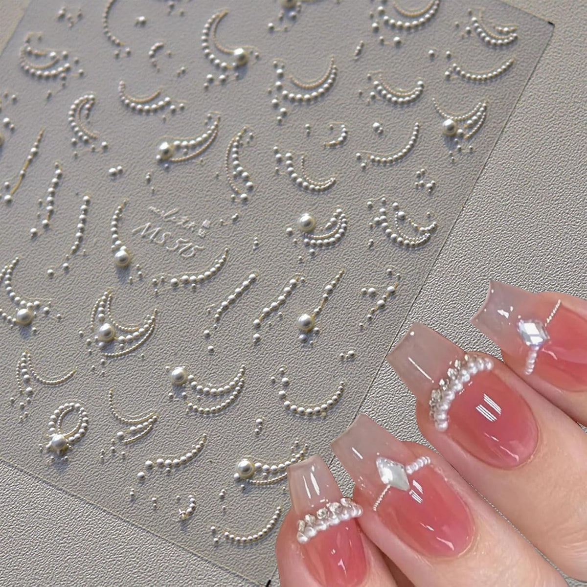 JMEOWIO 3D Nail Sticker Perlenlinie Nail Art Sticker Selbstklebend Nagelaufkleber 5D Stereoskopisch Dekoration Nageldesign Zubehör 1 Blatt