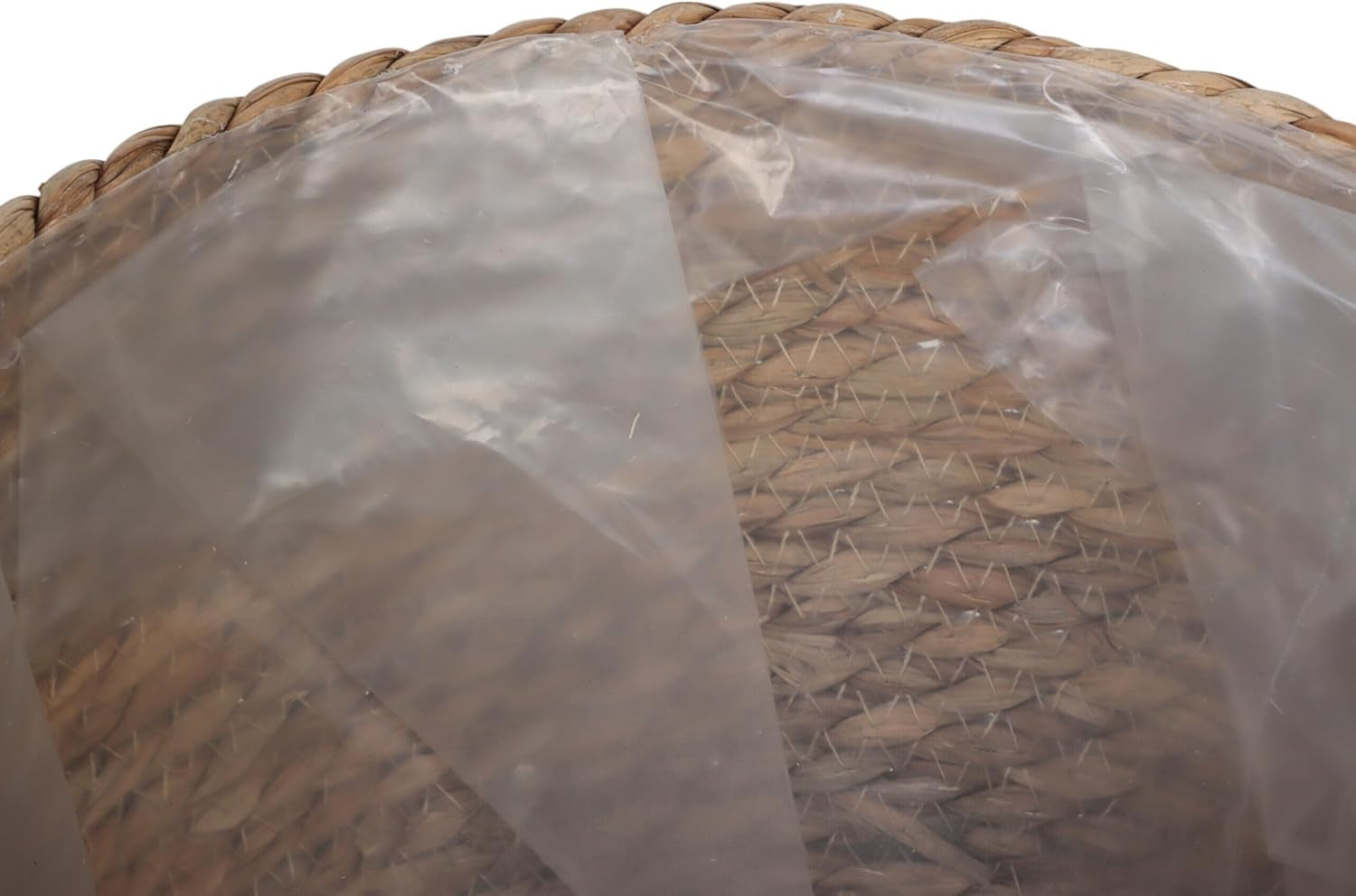 Relaxdays Pots de Fleurs, Lot de 3, Roseau, Pots de Plantes avec Film, 3 Tailles, Style Boho, Pots Ronds, Naturel