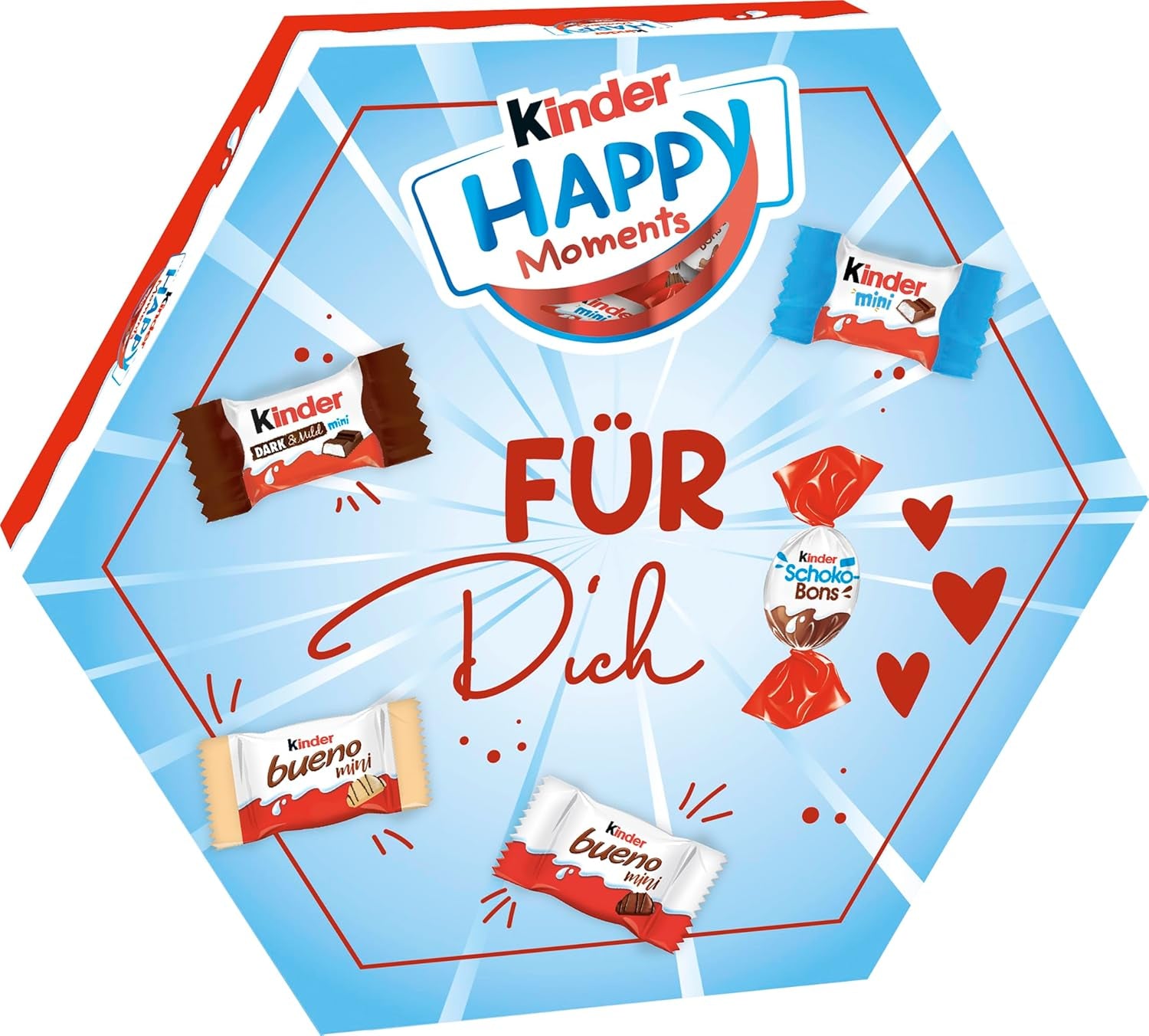 kinder Happy Moments Mini Mix - Cadeau de Saint-Valentin pour elle et lui - Pour socialiser et partager avec les amis et la famille - 161g