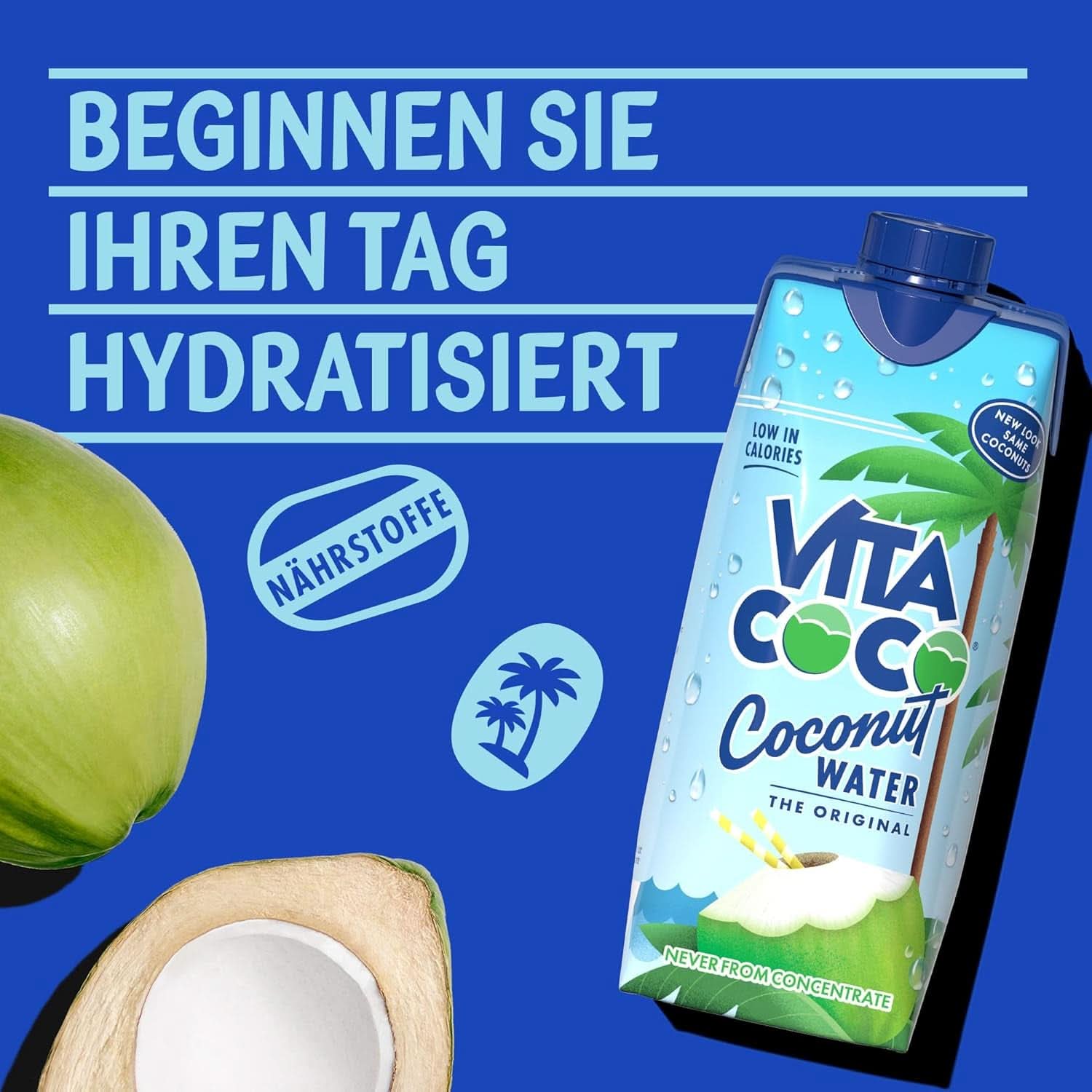 Vita Coco Eau de Coco Pure 12 X 330 ml, hydratant naturel aux électrolytes, sans gluten, riche en vitamine C et potassium Boissons sans alcool Naty Shop