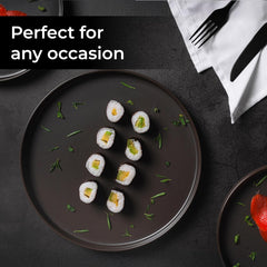 MIAMIO - Service d'assiettes pour 4 personnes / Service de table en céramique pour 4 personnes, vaisselle en grès allant au lave-vaisselle et au micro-ondes - Collection Sierra (assiettes foncées, grandes assiettes (4x))