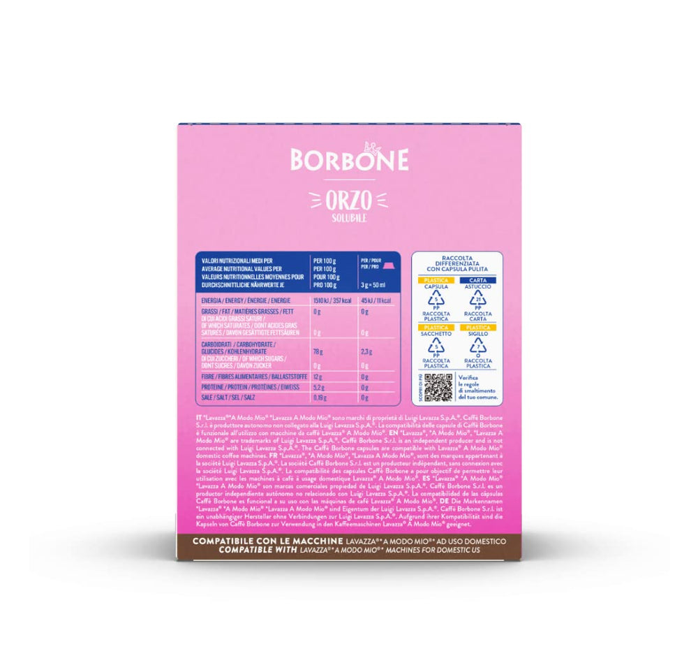 Caffè Borbone Malzkaffee - 96 Kapseln (6 Packungen mit 16 Stück) - Compatible avec Lavazza A Modo Mio Haushalts-Espressomaschinen