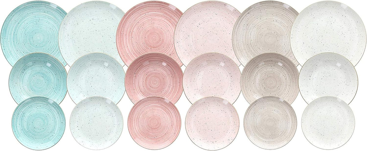 Service de table Pepper Bamboo pour 6 personnes, 18 pièces, porcelaine, multicolore