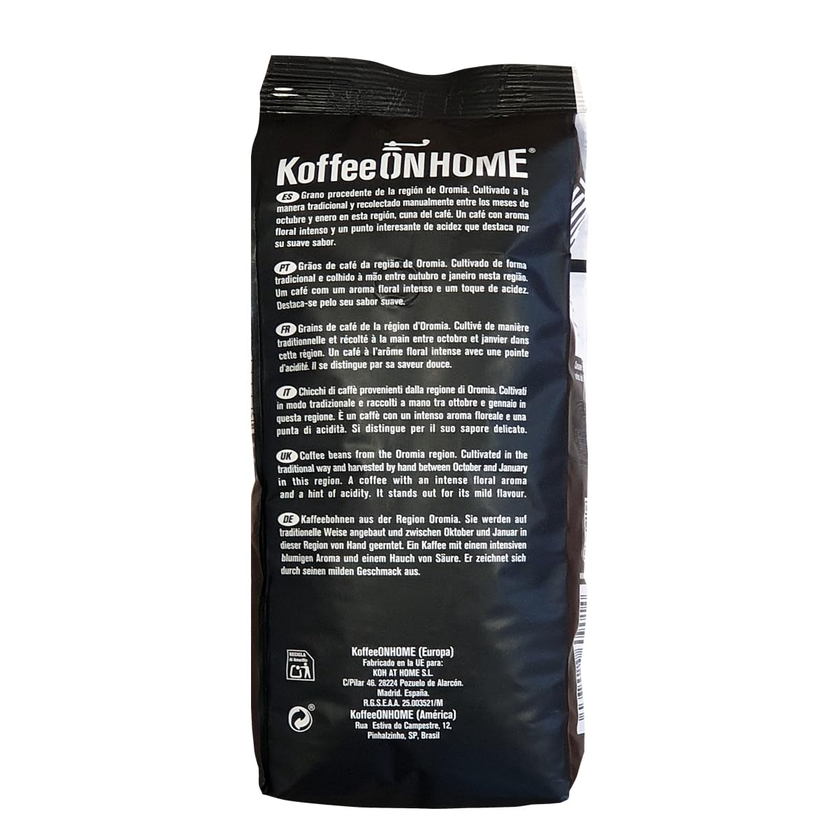 Ganze Kaffeebohnen 100% Arabica de l'Éthiopie – 1 kg – Geröstet naturel – Mittlere Intensität – Fruchtige & Zitrusnoten – Premium-Qualität aus Oromia – Idéal pour Espresso & Moka