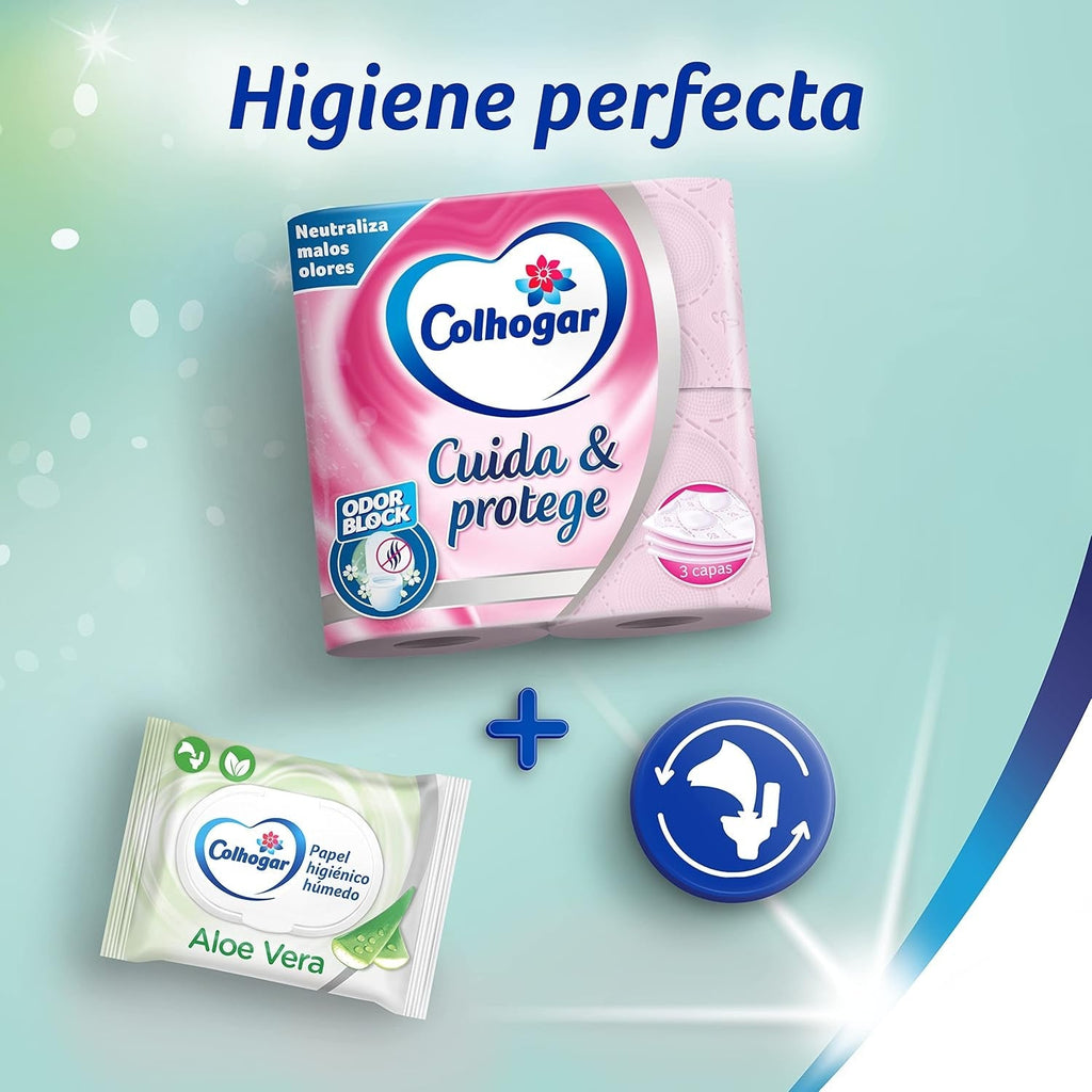 Colcasa, hârtie igienică Care & Protect 3 X 12 cu tehnologie Odor Block, neutralizează mirosurile neplăcute, pachet de 36 de role, 3 straturi, role roz cu aromă proaspătă