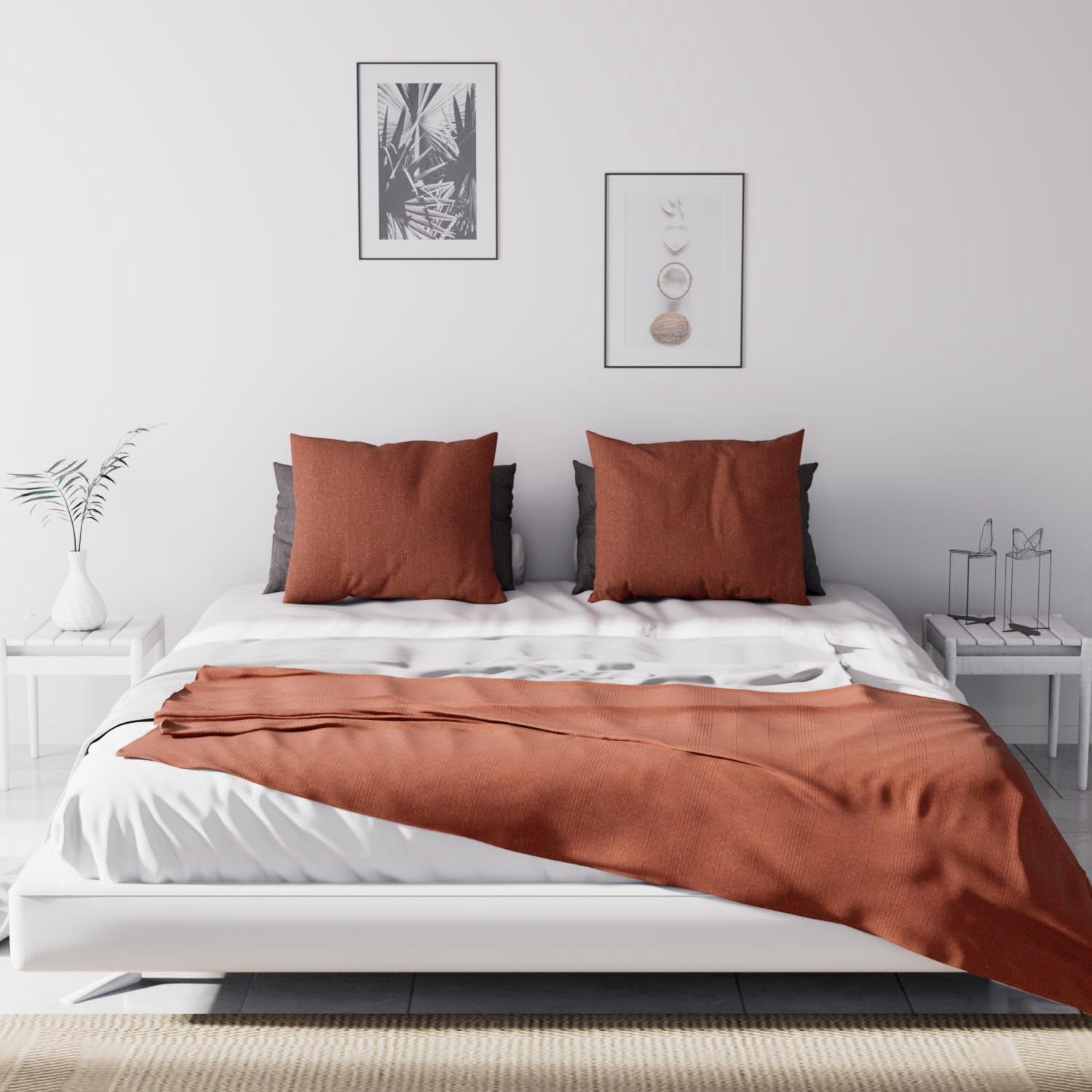 Soleil D'Ocre, Adele, couvre-lit, jeté de canapé, coton, rouge brique, 220 X 240 Cm Lits et Couvertures Besuche den Soleil d'ocre-Store