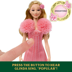 Mattel Glinda de Wicked and Accessories Poupée articulée inspirée du film avec tenue détachable Sings Loved by Us JLG49 Rose