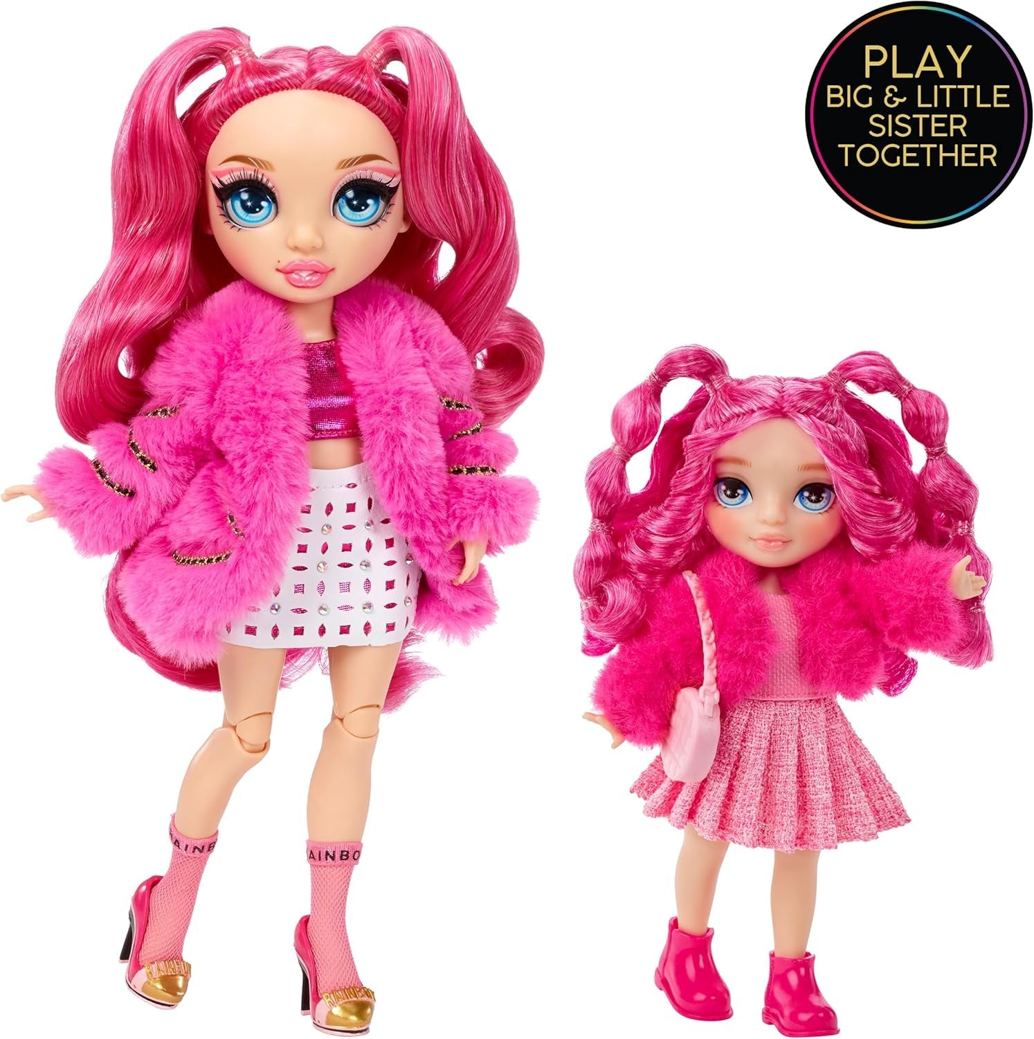 Rainbow High Littles - Magenta Monroe - Kleine, Bewegliche Modepuppe - Rosa 14 cm Große Puppe mit Handtasche und Magischem Kätzchen - für Kinder und Sammler