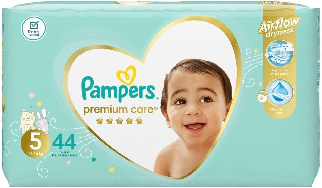 Couches Pampers Premium Care, taille 5, 11-18 kg, 1 paquet (1 x 44 pièces)