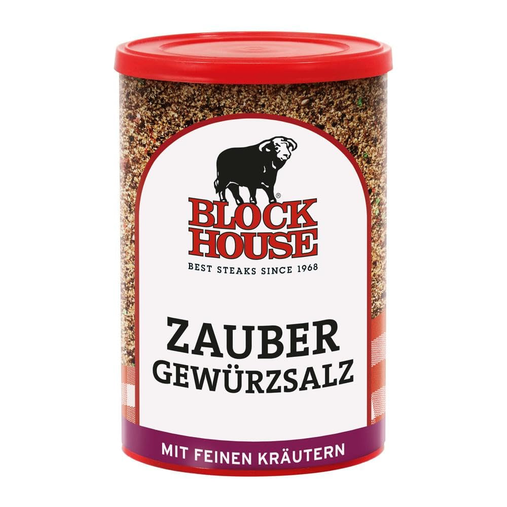 Block House Zaubergewürzsalz, Gewürzmischung für Fleisch, Fisch and Gemüse in Restaurantqualität, 280g Dose mit Streuaufsatz