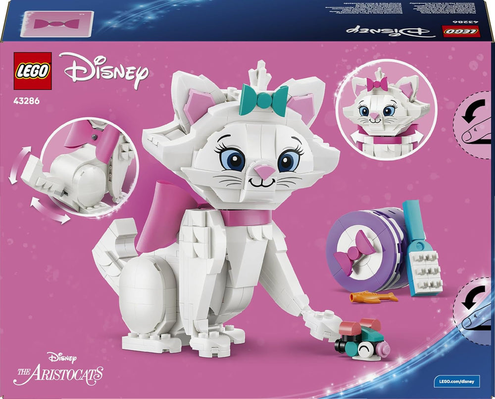LEGO ǀ Disney Aristochats : Bezaubernde Marie - Spielzeug Katzenfigur mit Zubehör - inkl. Boucle textile - Décoration DIY pour enfants - Passe pour les filles à partir de 7 ans et leurs fans - 43286