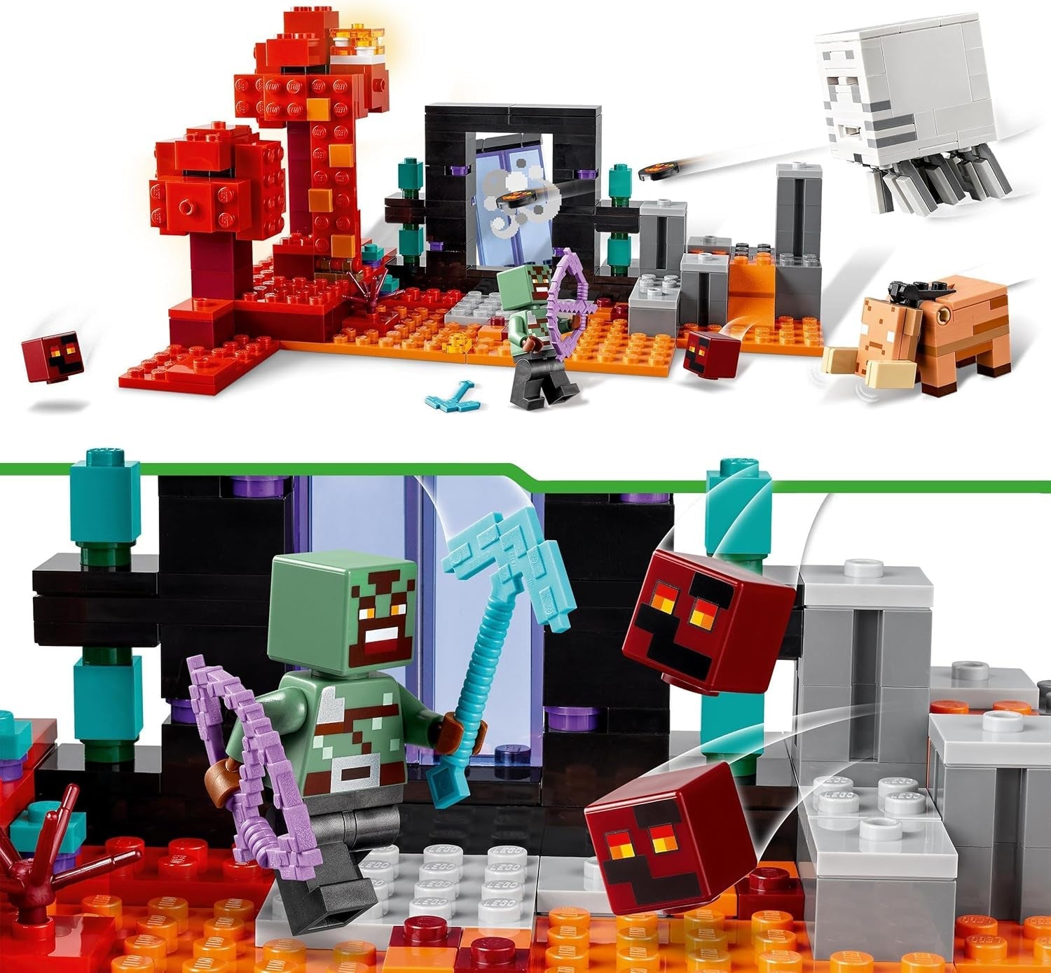 LEGO Minecraft Embuscade au portail du Nether Jeu de jouet pour enfants avec scènes de bataille et personnages légendaires, y compris un cadeau Ghast pour les joueurs garçons et filles de 8 ans 21255 Ensembles de construction Besuche den LEGO-Store