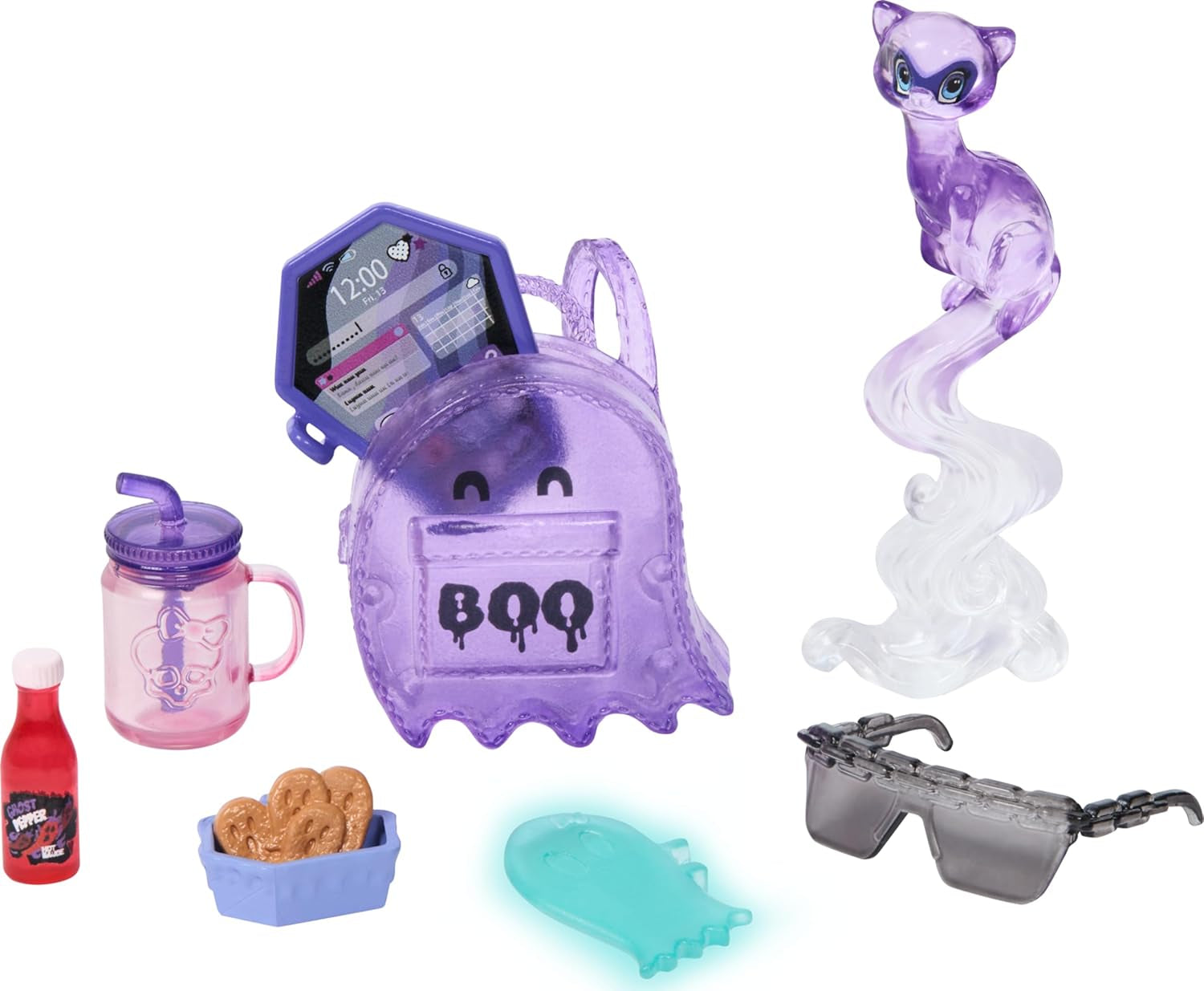 Poupée Monster High Spectra Vondergeist avec Rhuen le furet et accessoires tels que sac à dos, tablette, collations et plus encore, HXH77