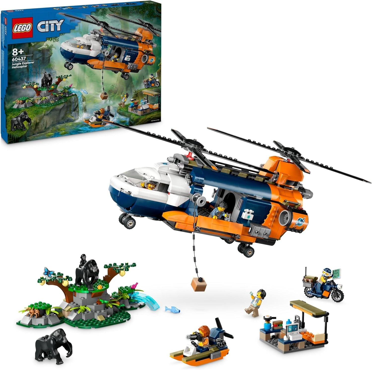 Hélicoptère LEGO City Jungle Explorer, coffret d'aventure pour enfants à partir de 8 ans, cadeau de Noël ou d'anniversaire pour enfants, 5 figurines et 3 gorilles 60437 Ensembles de construction Besuche den LEGO-Store Default Title