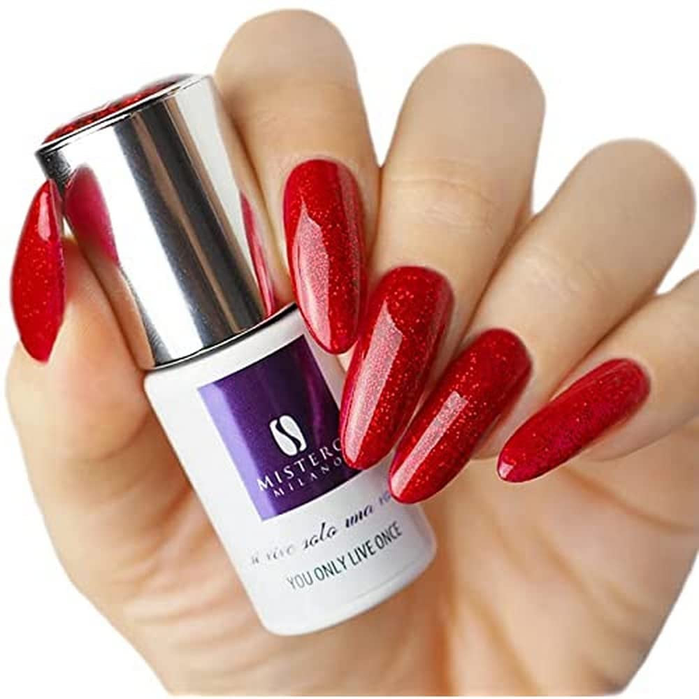 Mistero Milano Vernis à ongles UV pailleté – Vernis à ongles LED – Hybride pailleté – Couverture complète – 7 ml Into the Dark Night
