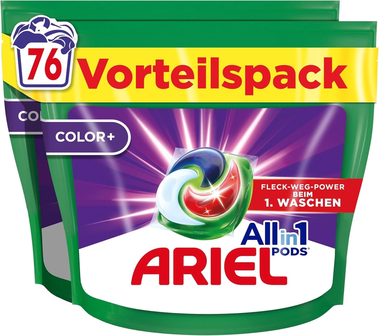 Détergent Ariel PODS tout-en-1, 76 lavages, détergent de couleur, nettoyage brillant, détergents à lessive Naty Shop 76 capsules, nouveau modèle